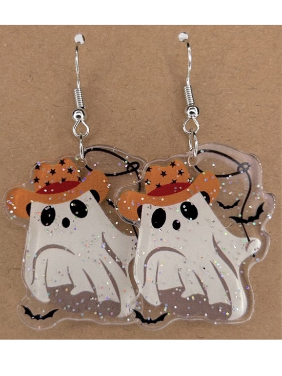 Fashion Jewelry Jewelry - Sparkling Cowboy Ghost Halloween Earrings 2D Acrylic Cartoon Fashion Jewelry